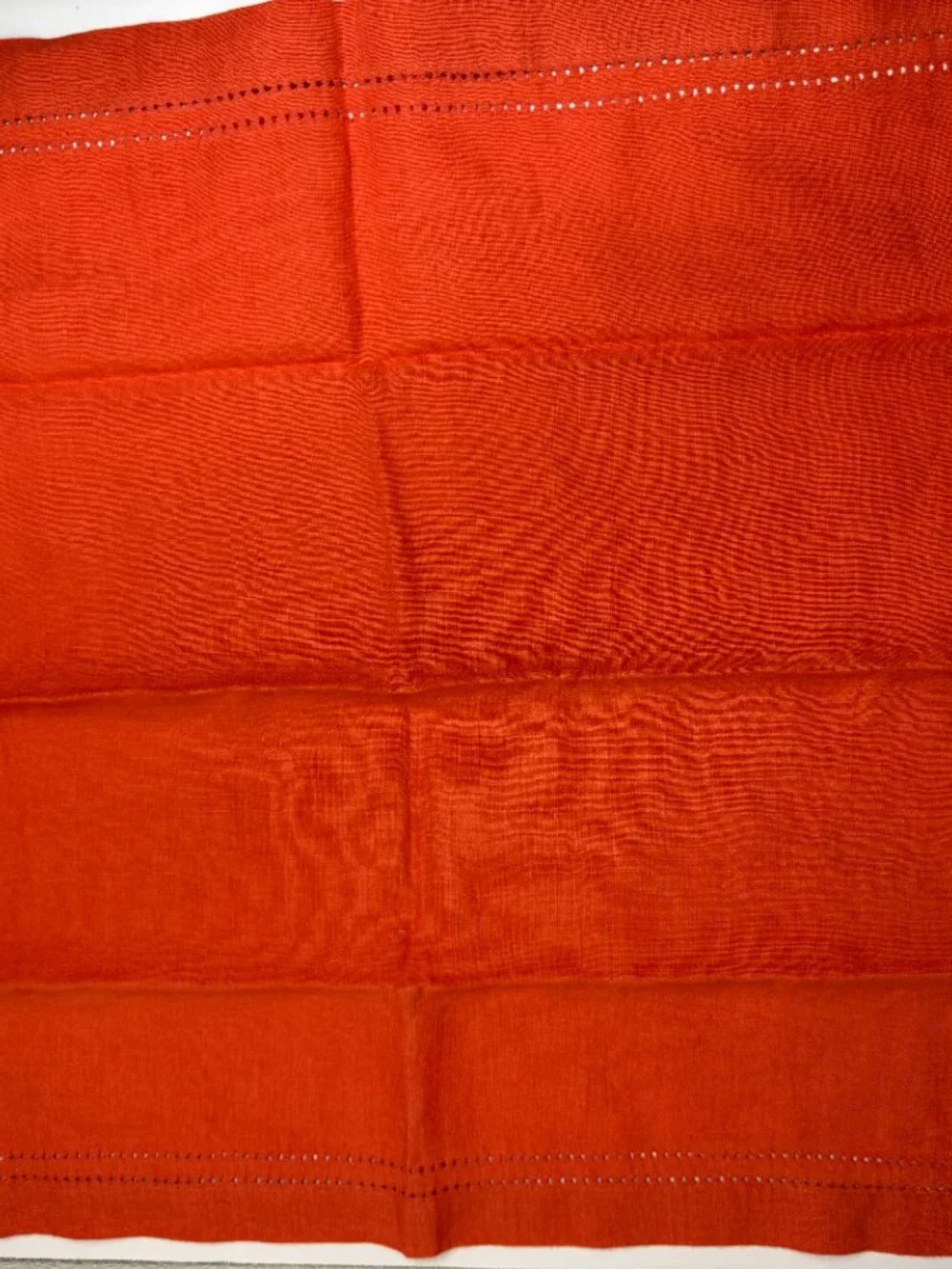 Williams Sonoma Linen Double Hemstitch Napkins Set of 4 Orange 20x20 100% Linen